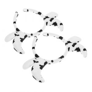 TOVINANNA 2 Pièces Bande De Cheveux De Corne De Vache Bandeau Mignon Enfants Groupe Dessin Animé Robe Taureau Peluche Oreilles Halloween Déguisement De Vache Vaches Blanche Chiffon (Qieiyi, neuf)