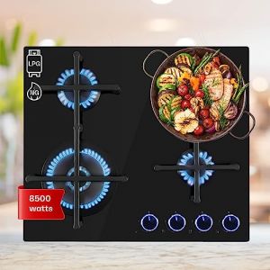 Klarstein Plaque de Cuisson à Gaz 4 Feux, Table de Cuisson 4 Brûleurs, 8.5 kW, Piano Cuisine en Acier Inoxydable, Encastrable, Inox (Klarstein France, neuf)