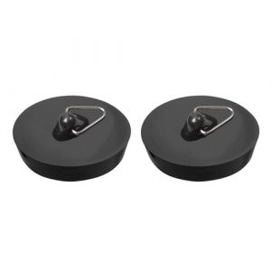 2 Pcs Bouchons D'&eacute;vier en Caoutchouc, Cuisine Bouchons D'&eacute;vier, Bouchon d'&Eacute;vier en Caoutchouc avec Anneau de Suspension, pour Baignoire, Cuisine, Salle de Baine (Noir) (haolintong, neuf)