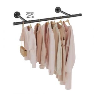 GUOHNHE Tringle &agrave; V&ecirc;tement 77cm, M&eacute;tal Barre Dressing Industriel, Porte Manteau amovible et Multifonction, Penderie Murale, &Eacute;conomisez de L'espace, Lot de 1, Noir, SG77B-1 (GUOHNHE, neuf)