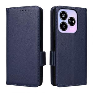 XFDSFDL&reg; &Eacute;tui pour ZTE Blade V60 Design Z2350 (6,6 Pouces) PU Cuir Housse Flip Coque Litchi Motif avec Support et Magn&eacute;tique Boucle Lat&eacute;rale Portefeuille Shell de Protection Bleu Fonc&eacute; (LingDan, neuf)