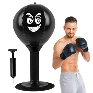 Punching Ball de Bureau, Boxe Table Stress Buster sur Pied Punching Ball Ballon Balle de Boxe Sac de Frappe sur Pied avec Ventouse puissante Punchingball Tisch Ballon Boxe (shenghongdianzi, neuf)