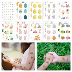 HICOHAND Dessin animé tatouage temporaire autocollants, 20 Easter egg thème tatouage temporaire autocollants tatouage femmes filles idées durables détachable tatouage autocollants (Wuhan Qixing International Trade Co., Ltd, neuf)