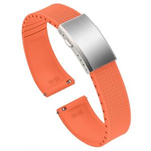 ULLCHRO FKM Bracelet Montre 20mm 22mm Bracelets de Montre FKM Caoutchouc fluoré à Dégagement Rapide Souples et Durables Bracelet de Remplacement pour Homme Femme (22mm, Orange) (Ullchro-EU, neuf)