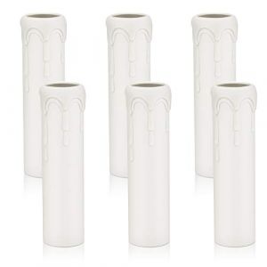 DiCUNO E14 douille de bougie caches, 25 * 100MM Fausses bougies gouttes, Lot de 6 pièces en plastique blanche, design bougie avec gouttes, pour remplacement et décoration lustre et chandelier (DiCUNO EU Direct, neuf)