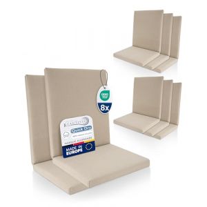 Beautissu Lot de 8 Coussin Chaise Jardin Bas Dossier 100% Imperméable 100x50 cm - Résistant-UV Confortables & Facile à Entretenir Lavable - Quick Dry Coussin Exterieur Fauteuil Jardin Beige (Brandvin, neuf)