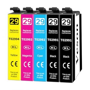 29XL Compatibles pour Epson 29 XL Cartouches d'encre avec Epson Expression Home XP-352 XP-342 XP-442 XP-452 XP-335 XP-345 XP-245 XP-235 XP-247 XP-255 XP-432 XP-435 XP-445 XP-455 XP-355 (Lot de 5) (Evelyy, neuf)