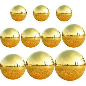Counius 10 pcs Boule de Jardin en Acier Inoxydable Boules de Regard Poli Effet Miroir Boule Creuse 25-100 mm Or &eacute;clat Lisse et Flottante Boule d'&eacute;tang pour &eacute;tang Ornement de Jardin (counius, neuf)