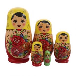 Uonlytech Poup&eacute;es Russes gigognes en Bois : poup&eacute;es Matriochka Traditionnelles &agrave; 5 Couches, Jouet &agrave; empiler pour d&eacute;coration de f&ecirc;te de No&euml;l (Vivinacy, neuf)