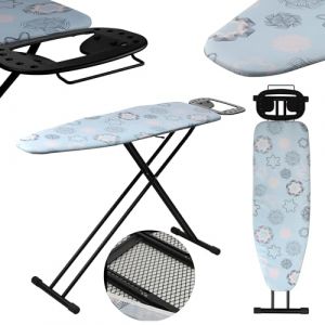 KADAX Table à Repasser 120 x 38 cm, Planche à Repasser Pliable avec Housse en Coton, Support pour Fer, Pieds Antidérapants et Hauteur Réglable (Bleu) (KADAX, neuf)