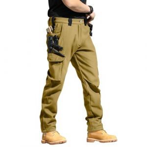 TOFOTL Pantalon de Jogging Homme Survetement Anti Coupure Impermeable Velours Chaud Militaire Chino Slim Droite Yoga Cuir Visibilité Randonnée Pantalon de Travail Homme Cargo Kaki XL (TOFOTL✈8-21 Jours Arrivent, neuf)