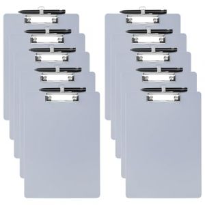 DoocliB Porte-bloc A4 avec porte-stylo, 10 pi&egrave;ces - Bloc-notes en plastique &agrave; &eacute;paisseur unique avec pince de fixation, crochets de suspension ins&eacute;rables, tableau d'&eacute;criture pour l'&eacute;cole, le bureau (DoocliB直売店, neuf)