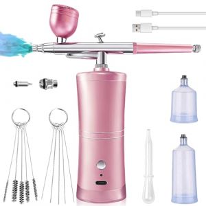 Kit a&eacute;rographe avec compresseur, kit d'a&eacute;rographe haute pression sans obstruction avec buse, set de brosses de nettoyage, pistolet a&eacute;rographe portable multifonction pour nail art, maquillage (EverTre, neuf)