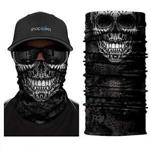 ShopINess Cache-Cou Moto Multifonction Tête de Mort – Tour de Cou Sport Homme Femme, Foulard Bandana Masque Crâne pour Moto, Ski, Randonnée, Halloween (Tattoo) (ShopINess, neuf)