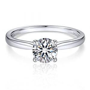 MomentWish Bague Fiançailles Femme, 1 Carat Moissanite Diamant Bague de Fiançailles Solitaire Promesse Elégant en Argent 925 GRA Certificat Cadeau-Taille48 (MomentWish, neuf)