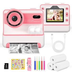 Euakee Appareil Photo Instantan&eacute;, 2.4" &Eacute;cran Appareil Photo Enfant avec Papier d'impression et Carte 32GB, Kidizoom Printcam, Mode Selfie, Cadeau Jouet pour Enfant Gar&ccedil;ons Filles de 3-12 Ans (Rose) (Euakee Trade, neuf)