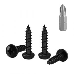 150 Pcs M4 Vis Bois Autotaraudeuses à Tête Bombée, Vis à Bois Noires, Visser Autoperceuses, Visser à Tête Ronde Cruciforme pour Meubles Métal, M4x20mm (YuShiLiu, neuf)