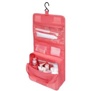 Trousse De Toilette Originale Femme Le-Globe-Trotteur Fleurs Bordeaux Pliable Imperméable Avec Poignée De Transport Pour Produits Beauté Et Douche (Rouge) (PJSshop, neuf)