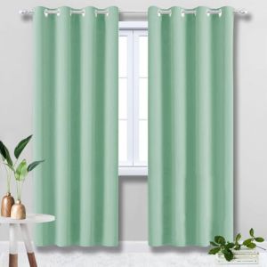 Rideaux Chambre 1 Pi&egrave;ce &agrave; Oeillets Anti Froid Chaleur 100% Polyester Rideaux Occultants Thermiques pour Fenetre Int&eacute;rieurs Cuisine Dressing Vert Clair 90x170cm (fufuhome, neuf)