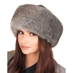 Futrzane Siberian Toque - Chapka Femme Cuir avec Fourrure - Chic Bonnet Hiver (L, Argent - Argent Siberian) (Futrzane EU, neuf)
