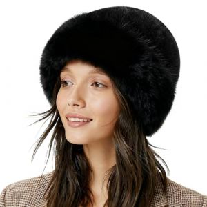 Chapeaux Fourrure d'Hiver, Chapeau en Fausse Fourrure pour Femme, Chapka Femme, Bonnet Chaleur Hivernale, avec Bordure en Fourrure, pour Voyages, Randonn&eacute;e et D&eacute;tente &agrave; la Maison (Noir) (yonglemei, neuf)