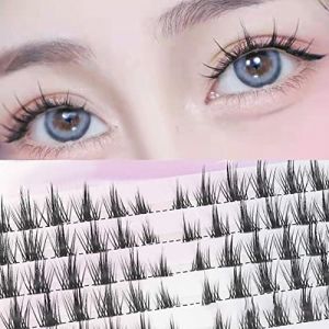 ZJchao Clusters de Faux Cils, Faux Cils Individuels Doux et L&eacute;gers avec un Design crois&eacute; d&eacute;cal&eacute; pour L'extension de Cils &agrave; la Maison (salmueu, neuf)