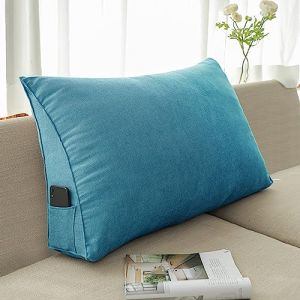 NENIUX Coussin triangulaire de dossier pour tête de lit, coussin de lecture, coussin de lit, coussin de soutien lombaire pour canapé, bureau, tatami, 70 x 50 x 20 cm, bleu foncé (LIUJUNHUI的店, neuf)