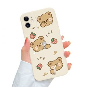 Newseego Coque Compatible avec iPhone 11, Mignon Ours Fraise Dessin Anim&eacute; Motif iPhone 11 Coque pour Filles et Femmes L&eacute;ger Mince et Doux Silicone Liquide Antichoc Housse de Protection pour iPhone 11 (NewseegoUK, neuf)