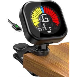 New Bee Accordeur de Guitare Rechargeable pour Ukul&eacute;l&eacute;, Violon, Basse, avec Accordage Ouvert, Accordeur Guitare Acoustique avec &Eacute;cran Haute Luminosit&eacute; avec Rotation &Agrave; 360&deg; Clip On Tuner (hongyitenghui-EU, neuf)