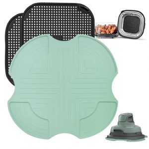 3 Pièces Grille Anti Projection en Silicone Réutilisable et Dessous de Plat en Silicone pour Ninja CRISPi Friteuse à Air FN101EUSG, Air Fryer Accessoires pour Friteuse à Air Ninja FN101EU (Vert Clair) (HATELLY, neuf)
