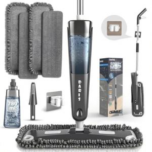 DARIS Balai pulvérisateur Microfibre 360°, 4 tampons lavables, Flacon 780 ML, Nettoyage sols, Cuisine, parquet (DARISHM, neuf)