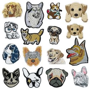 Attuslla Lot de 16 Ecussons Thermocollants, Chien Patch Thermocollant Ecusson &agrave; Coudre Patch Applique pour V&ecirc;tement T-Shirt Jeans Vest (CXiong, neuf)