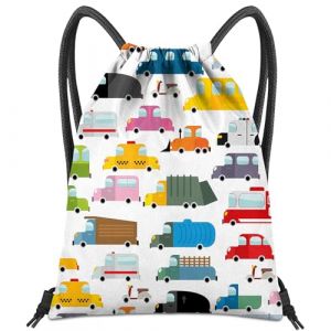 BHAHB Sac à dos étanche avec Cordons de Serrage‌, Pour Sport, Plage, Piscine & Voyage, Style Mignon pour homme et femme (Z17-White Car) (Yosadol, neuf)