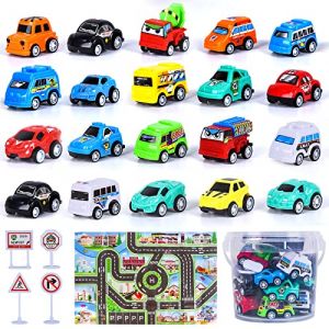 FORMIZON 20 Pièces Vehicules de Chantier, Voiture Jouet Enfant avec Tapis de Jeu, Jouets Voiture Friction Camion Véhicules de Construction pour Enfants Garçon Fille Cadeau (FORIZEN, neuf)