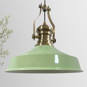 bamyum Asletl Suspension Luminaire Industrielle Rétro en Metal de 41 cm, Lustre de Salon Vintage, Éclairage de Plafond Chambre, Cuisine, Lampe Suspendue, Suspension Luminaire Industrielle Vert Menthe (bamyum, neuf)