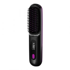 Sans Fil Brosse Lisseuse, Portable Brosse &Agrave; Cheveux Chauffante, Mini Lisseur, USB Rechargeable, 3 Niveaux De Chauffage, 160&deg;C-200&deg;C, Pour Usage Quotidien, Pour Vacances, Voyage Et Rendez-vous (dayunm, neuf)