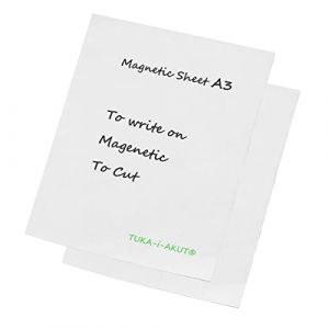 TUKA 2x A3 Feuille Magnétique pour la Découpe, Inscriptibles et Effaçable, Film Aimant Flexible Plaque magnétique, pour Tableau Blanc, Étiquette Magnétique, Affiche, Lot de 2 en Blanc, TKD9041 (TuKai, neuf)