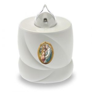 AROBA Bougie fun&eacute;raire LED - Effet vacillant - Longue dur&eacute;e de combustion jusqu'&agrave; 200 jours - Bougie de cimeti&egrave;re r&eacute;utilisable - Blanc Sainte Famille (Aroba GmbH, neuf)