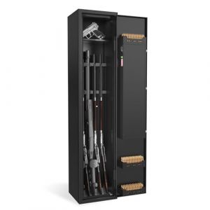 Naizy Armoire à armes 30 x 28 x 138 cm avec serrure combinée écran tactile et empreinte digitale et clés, armoire longue et munitions, pour fusils 3 à 5 (Alrich UG, neuf)