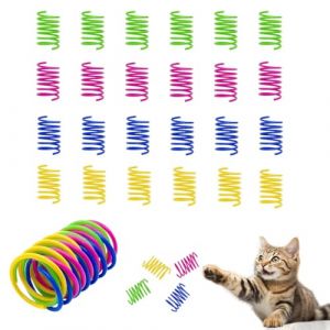 24pcs ressort chat Jouet de Chat &agrave; Ressort Color&eacute; Printemps Jouet de Chat sans BPA Jouet Chat interactif Jouet interactif en Spirale en Plastique pour la Chasse et la Morsure (ANETTEE GLOBALISS, neuf)