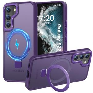 HuwaiH Coque pour Samsung Galaxy S22, Magnétique Robuste Anneau de Support Invisible, Protection Militaire, étui Antichoc pour Samsung S22(Violet foncé) (Zhimingeu, neuf)