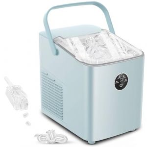 FOHERE Machine à Glaçons, 14kg en 24h, 8 Glaçons en 8 Minutes, avec 2 Tailles de Glaçons, Autonettoyante, Ice Maker sur Comptoir avec Poignée, pour la Maison/Cuisine/Camping/Bar (Fuduosii, neuf)
