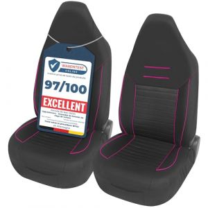 upgrade4cars Housses de Si&egrave;ge de Voiture Avant Appui T&ecirc;te Int&eacute;gr&eacute; Universelle Noir Rose | Housse de Sieges Auto Universel pour Conducteur et Passager (upgrade4cars, neuf)