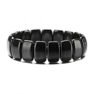 Bracelet en h&eacute;matite pour homme, livr&eacute; avec une pochette en velours &ndash; Bracelet min&eacute;ral noir, &eacute;l&eacute;gant et affirm&eacute;, id&eacute;al au quotidien (Dengchaoshi, neuf)