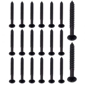 RuiJOTWAT Lot de 20 vis de montage chrom&eacute;es pour plaque de manche de guitare Fender Strat Tele American Standard/Deluxe Noir (ruimans, neuf)