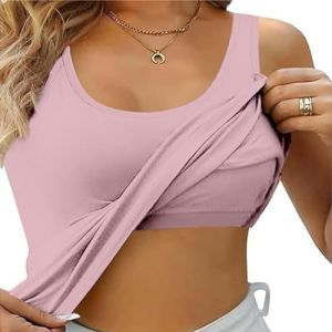 Top avec Soutien Gorge Intégré, Femme débardeur avec Soutien-Gorge Bretelles Fines Rembourré Camisole Tanks Camisole Intégré Soutien-Gorge Réglable Spaghetti Body Gainant pour Yoga (Rose, 4XL) (Muessnew, neuf)