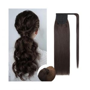 Queue de Cheval Extensions de cheveux humains queue de cheval droites # 2 brun foncé enveloppant autour de la queue de cheval pince en postiches 16 "-26" Extensions de cheveux de queue de cheval de ch (liupengshop, neuf)
