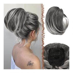 Queue de cheval, Perruque queue de cheval for femme, peigne à cheveux, cordon de serrage, queue de cheval courte, mode queue de cheval, perruque tressée Extension de queue de cheval(Floral white) (birene, neuf)