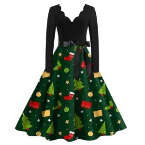 Robe de No&euml;l Femme Renne Flocon de Neige Arbre Robe Sapin de Noel Vintage Ann&eacute;es 50 Retro Rockabilly Pin Up &Eacute;l&eacute;gante D&eacute;contract&eacute;e au Genou Midi Robes D&eacute;guisement M&egrave;re No&euml;l Sexy (b-Camouflage, XXXXL) (BAULMD（90% Big Promotion Without Discount Code ）, neuf)