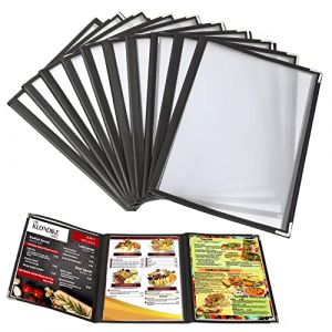 SENENQU Lot de 10 Protege Menu A4 Transparent, Porte Menu 3 Page Double Face, Pochette Menu Noir Menu des Plis avec Coins de Protection Inox - Protege Carte (SENENQU, neuf)